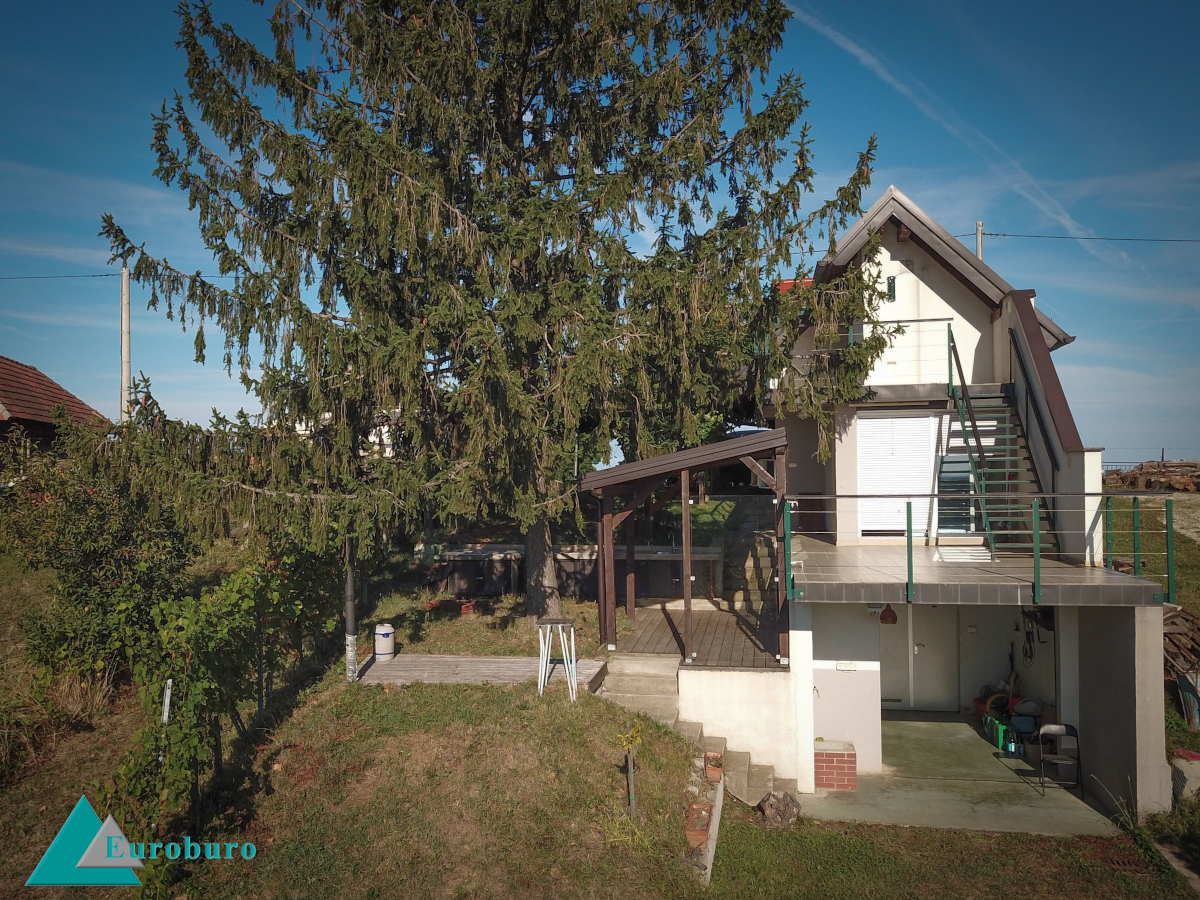 Haus mit Blick auf Weinkeller, Erdgeschoss und Treppe zur Dachgeschosswohnung